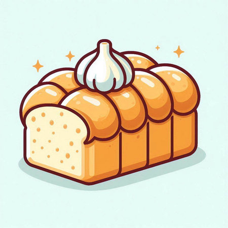 Vector illustration of a loaf of bread with a white cream on topのイラスト素材
