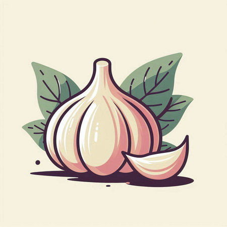 Garlic vector illustration. Hand drawn vector illustration of a garlic.のイラスト素材