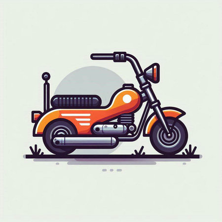 Vintage motorbike, vector illustration in flat style. Side view.のイラスト素材