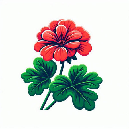 Geranium flower isolated on white background. Hand drawn vector illustration.のイラスト素材