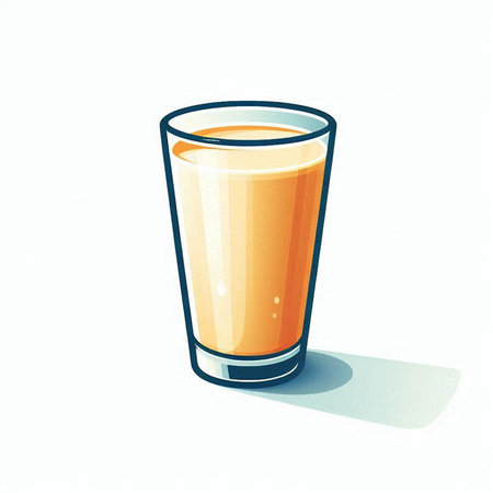 Orange juice in a glass on a white background. Vector illustration.のイラスト素材