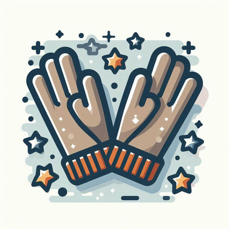 Hands in gloves with stars. Vector illustration in trendy linear style.のイラスト素材