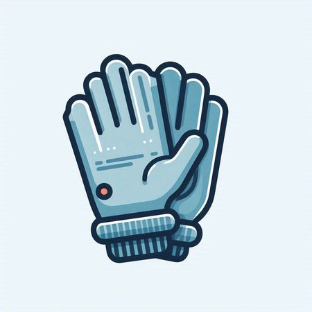 Winter gloves icon. Vector illustration in trendy flat style isolated on blue background.のイラスト素材