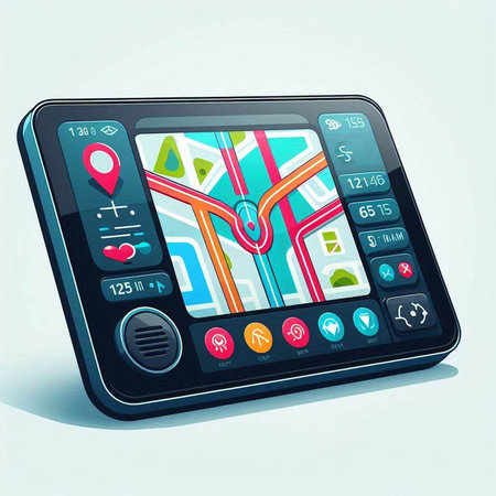 GPS navigator on a modern touch screen phone, vector illustrationのイラスト素材
