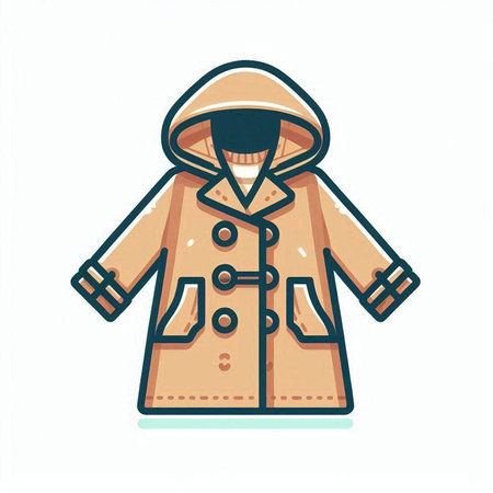 Winter coat with hood. Vector illustration. Isolated on white background.のイラスト素材