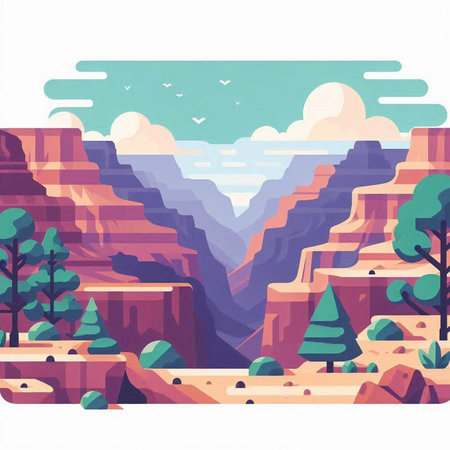 Landscape of the Red Canyon, Arizona, USA. Vector illustrationのイラスト素材