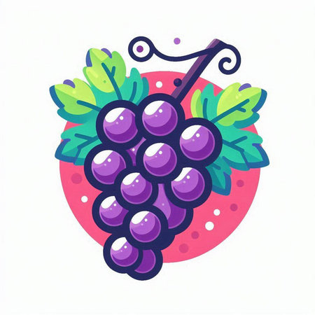 Grapes icon. Vector illustration of a bunch of grapes.のイラスト素材