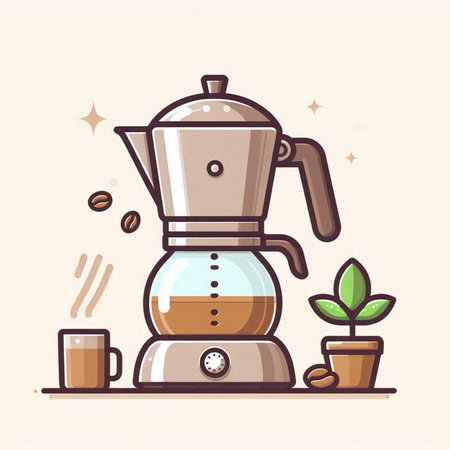 Coffee maker and coffee pot. Vector illustration in flat styleのイラスト素材
