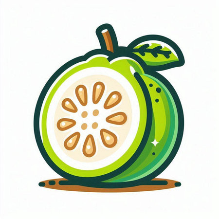 Illustration of guava on a white background, vector illustration.のイラスト素材