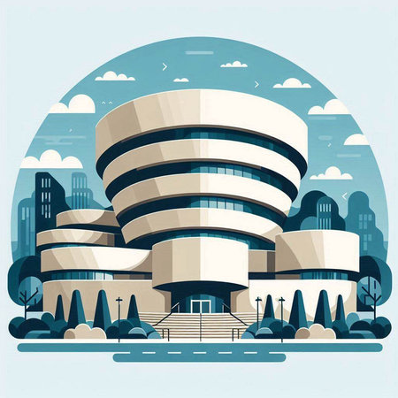 Modern building in the city. Vector illustration in flat design style.のイラスト素材