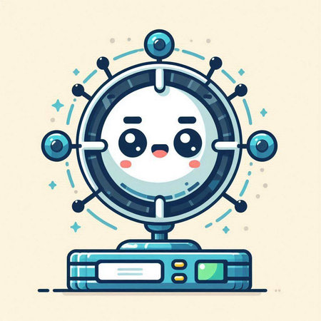 Vector illustration of cute kawaii robot character in flat style.のイラスト素材