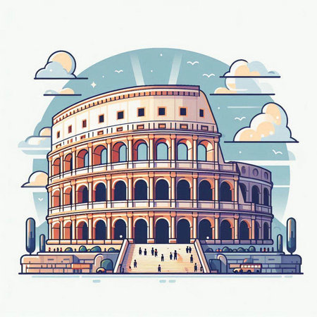 Colosseum in Rome, Italy. Colosseum is one of the main tourist attractions in Rome. Vector illustrationのイラスト素材