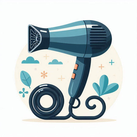 Hair dryer. Vector illustration in flat style on white background.のイラスト素材