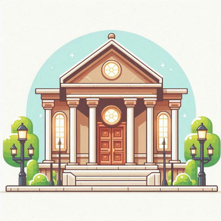 Illustration of a classical building in the city. Vector illustration.のイラスト素材