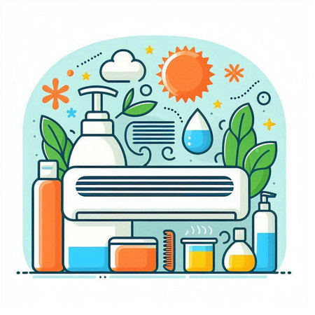 Air conditioner. Vector illustration in flat style on white background.のイラスト素材