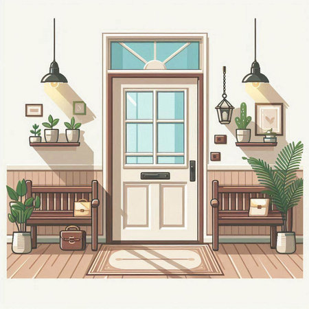 Interior of the living room. Vector illustration. Cartoon style.のイラスト素材