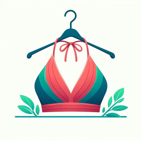 Vector illustration of a swimsuit on a hanger with a ribbonのイラスト素材