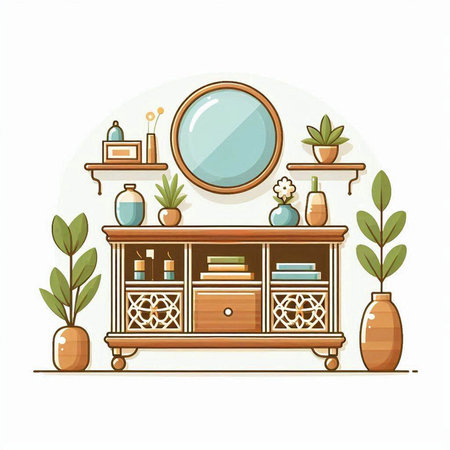 Furniture in the interior of the house. Vector illustration.のイラスト素材