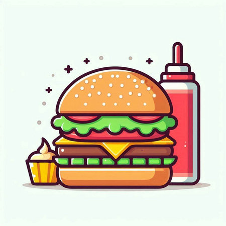 Hamburger vector illustration, fast food icon. Hamburger fast food icon.のイラスト素材
