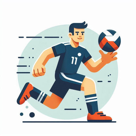 Volleyball player. Vector illustration in flat cartoon style on white background.のイラスト素材