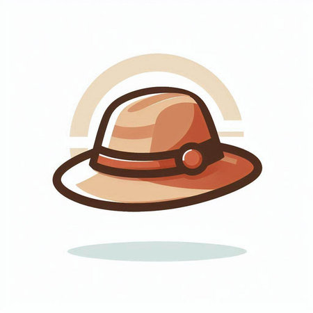 Illustration of a brown hat on a white background, vector illustrationのイラスト素材
