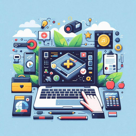 Modern vector illustration on the theme of online education. Flat design.のイラスト素材