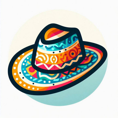 Mexican hat on white background. Hand drawn illustration. Vector.のイラスト素材