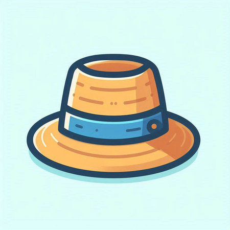 Summer hat icon. Isolated on blue background. Vector illustration.のイラスト素材