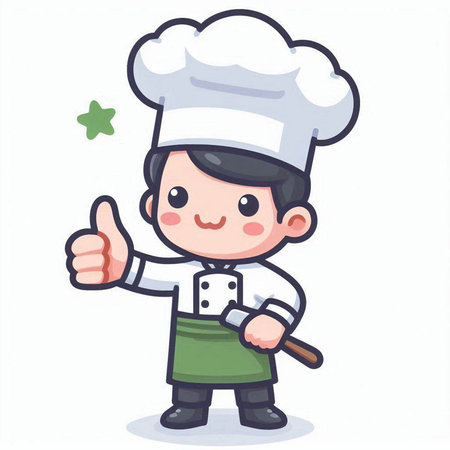 Chef with thumb up, cute cartoon character for your design.のイラスト素材