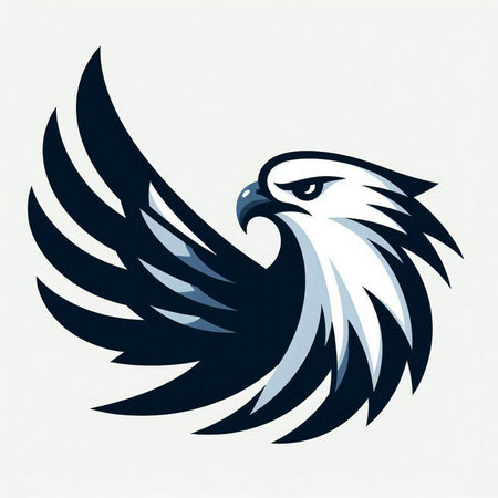 Eagle head with wings on a white background. Vector illustration.のイラスト素材