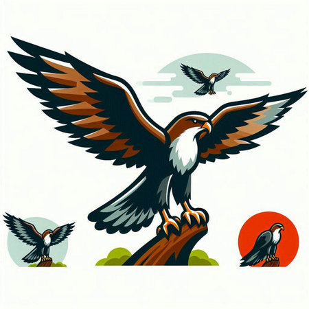 Eagle in the wild. Vector illustration on a white background.のイラスト素材