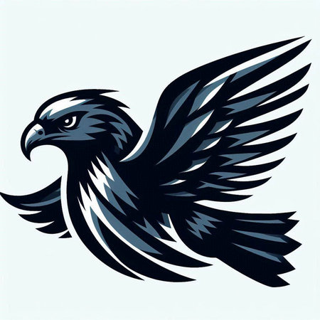 Eagle head with wings. Vector illustration in black and white colors.のイラスト素材