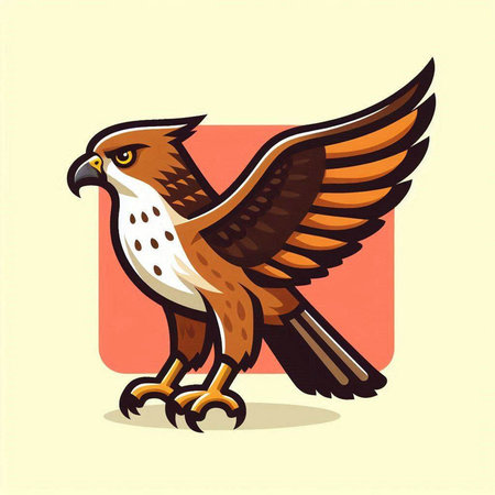 Illustration of an eagle with a red background, vector illustration.のイラスト素材