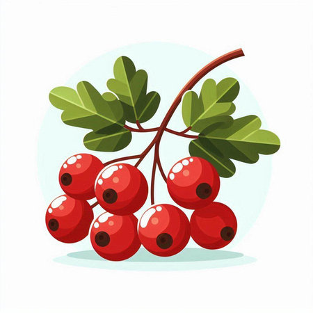 Red currant branch with berries isolated on white background. Vector illustration.のイラスト素材