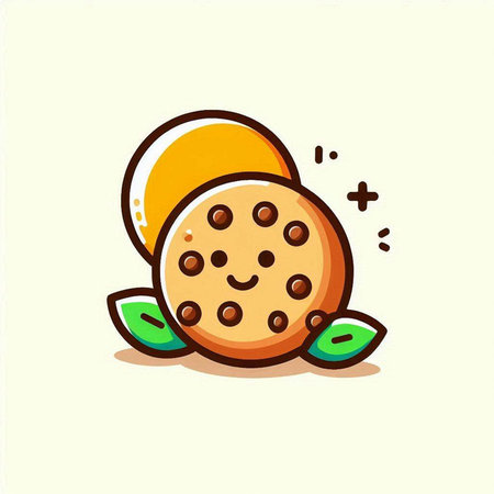 Cute Chocolate Chip Cookie Icon Vector Illustration. Mascot Character Designのイラスト素材