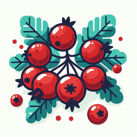 Christmas wreath with red berries on white background. Vector illustration.のイラスト素材