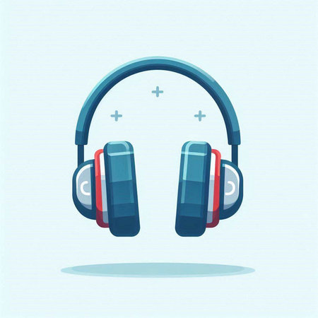Headphones icon on blue background. Vector illustration. Eps 10.のイラスト素材