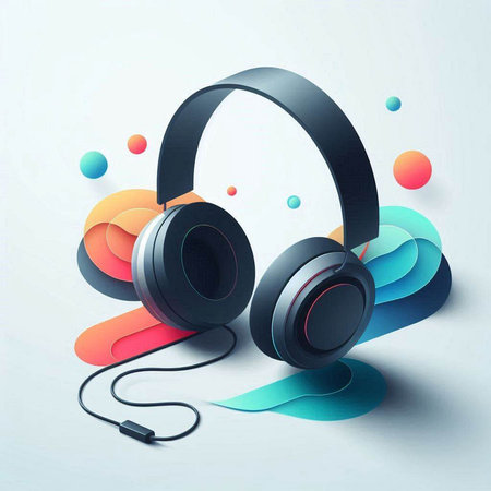 Headphones with abstract shapes. Music concept. Eps 10 vector file.のイラスト素材