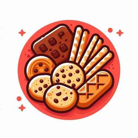 Biscuit icon. Vector illustration of a set of biscuits.のイラスト素材