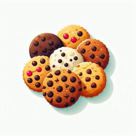 Chocolate chip cookies on white background. Vector illustration. Eps 10のイラスト素材