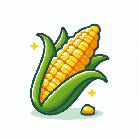 Illustration of fresh corn cob on white background. Vector illustration.のイラスト素材