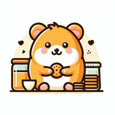 Cute hamster with a jar of milk. Vector illustration.のイラスト素材