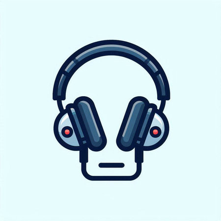 Headphones icon. Vector illustration in flat style. Headphones icon.のイラスト素材