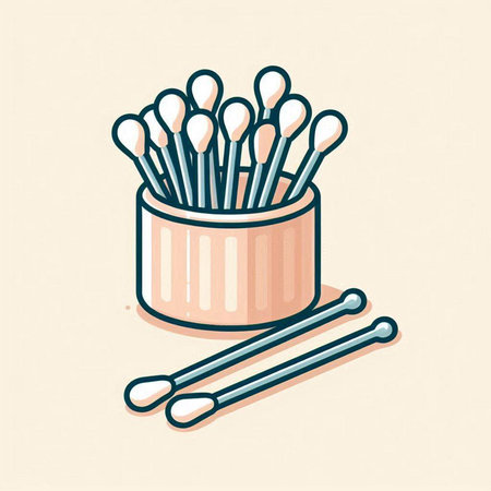 Cotton swabs icon. Vector illustration in flat design style.のイラスト素材