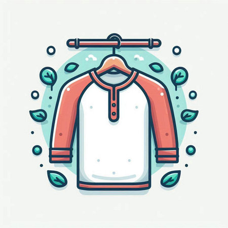 Vector illustration of a t-shirt on a hanger with leavesのイラスト素材