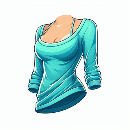 Vector illustration of a female body in a blue shirt on a white backgroundのイラスト素材