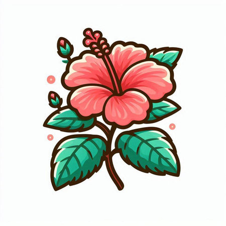 Hibiscus flower isolated on white background. Vector illustration.のイラスト素材