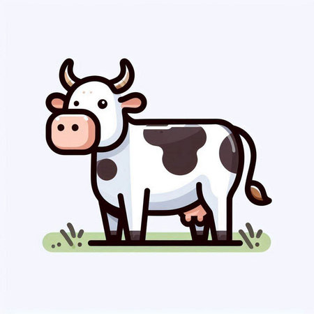 Cute cartoon cow. Farm animal. Vector illustration in a flat style.のイラスト素材