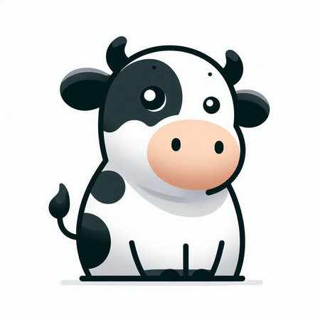 funny cartoon cow on a white background, illustration in vector formatのイラスト素材