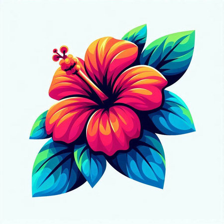 Hibiscus flower vector illustration. Isolated on white background.のイラスト素材
